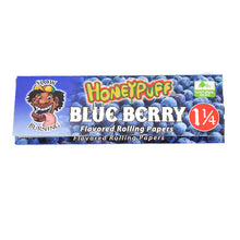 Load image into Gallery viewer, HONEYPUFF 1 1/4 Size Blueberry Flavored Rolling Papers, Slow Burning Cigarette Rolling Papers (50 PCS)