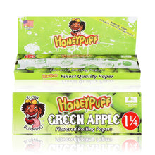 Load image into Gallery viewer, HONEYPUFF 1 1/4 Size Green Apple Flavored Rolling Papers, Slow Burning Cigarette Rolling Papers (50 PCS)