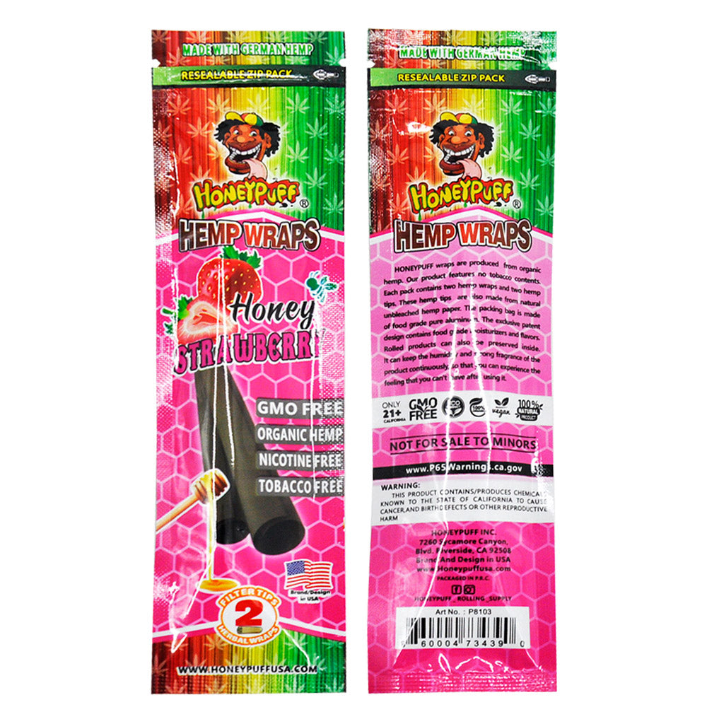 HONEYPUFF Strawberry Flavored Pre Rolled Cones with Two Pre Rolled Tips, King Size Rolling Cones, Slow Burning Pre Rolled Rolling Papers, 2 Pcs / Pack 12 Packs/Box