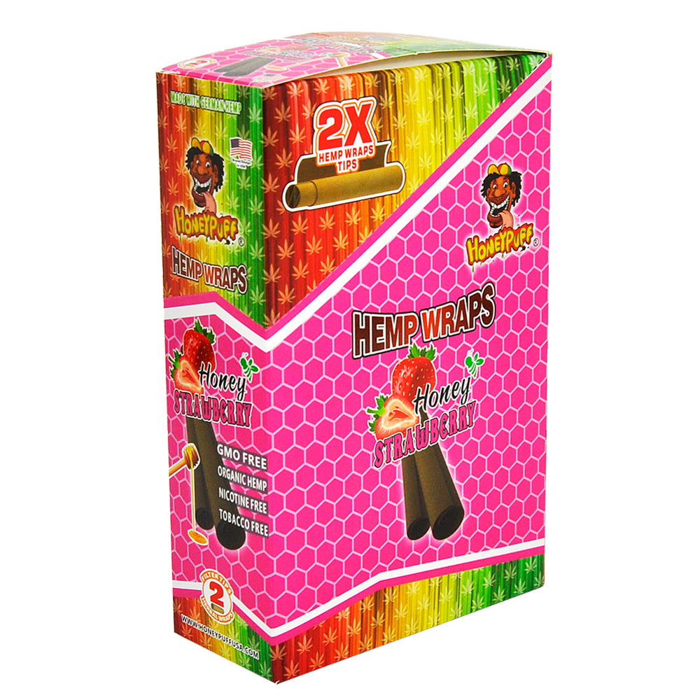 HONEYPUFF Strawberry Flavored Pre Rolled Cones with Two Pre Rolled Tips, King Size Rolling Cones, Slow Burning Pre Rolled Rolling Papers, 2 Pcs / Pack 12 Packs/Box