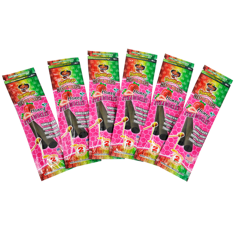 HONEYPUFF Strawberry Flavored Pre Rolled Cones with Two Pre Rolled Tips, King Size Rolling Cones, Slow Burning Pre Rolled Rolling Papers, 2 Pcs / Pack 12 Packs/Box