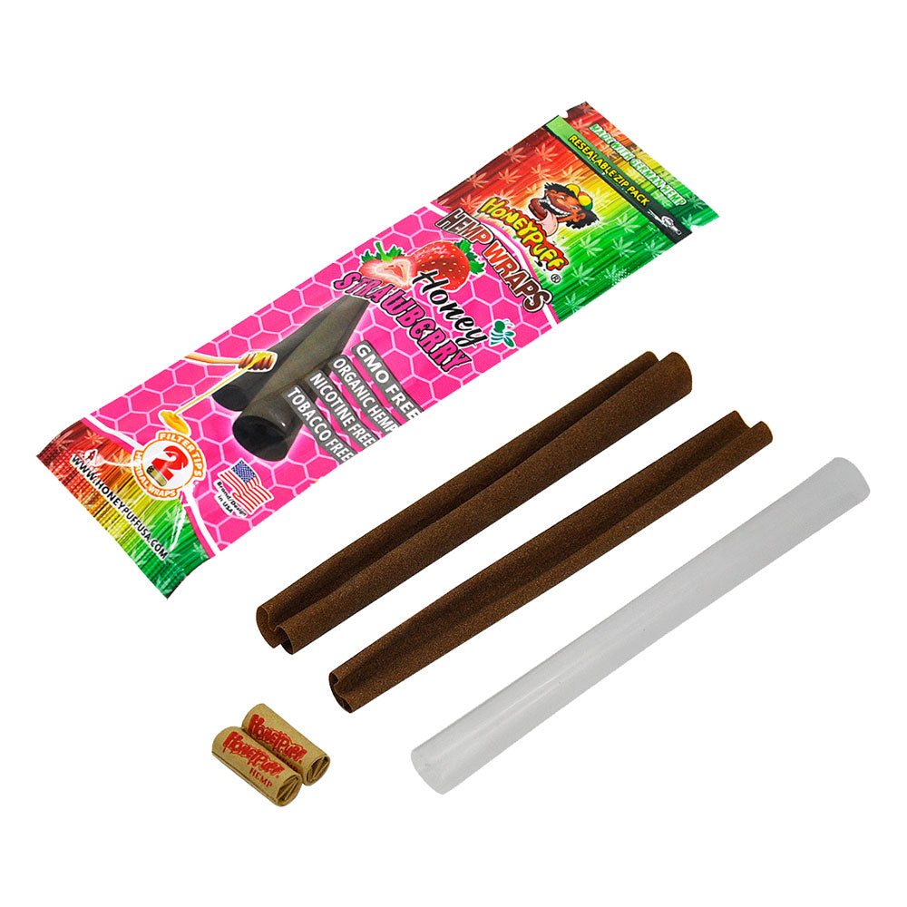 HONEYPUFF Strawberry Flavored Pre Rolled Cones with Two Pre Rolled Tips, King Size Rolling Cones, Slow Burning Pre Rolled Rolling Papers, 2 Pcs / Pack 12 Packs/Box
