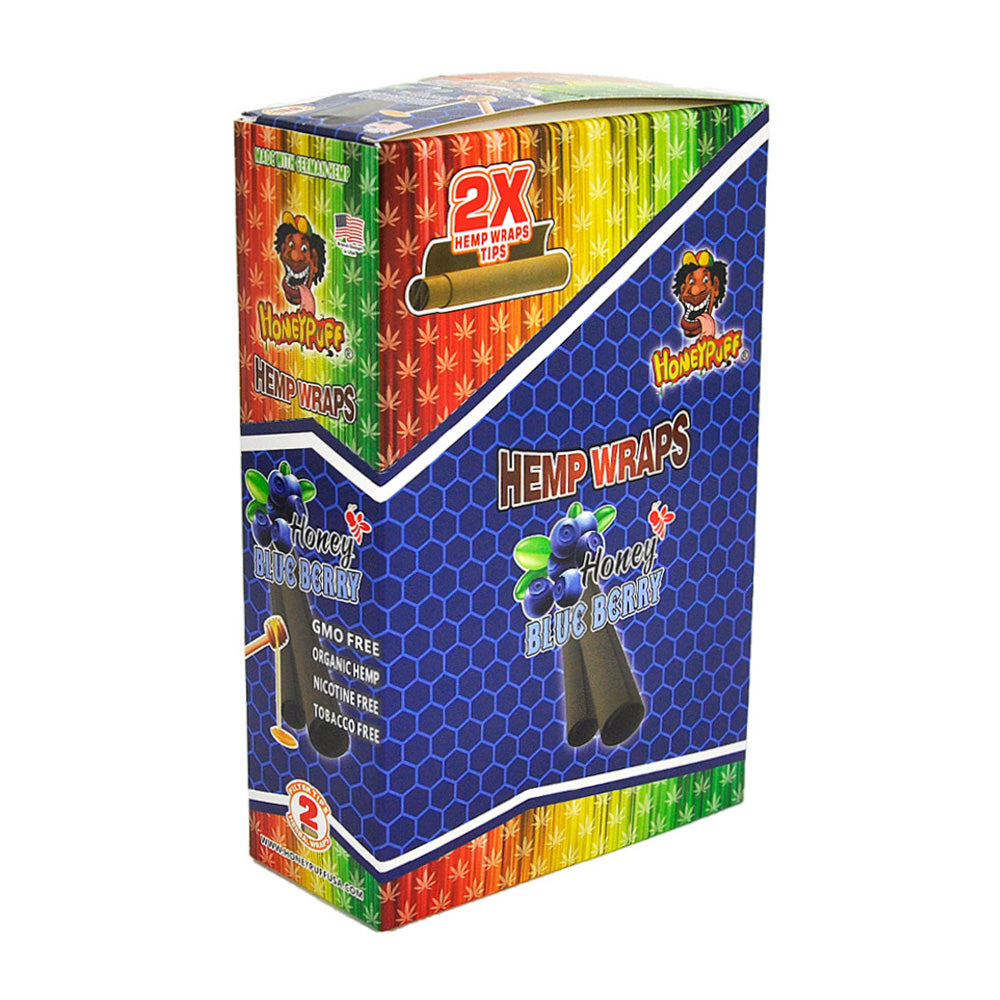 Cônes pré-roulés Honeypuff saveur myrtille, papier à rouler pré-roulé King Size avec embouts, cônes à combustion lente, 2 pièces/paquet, 12 paquets/boîte