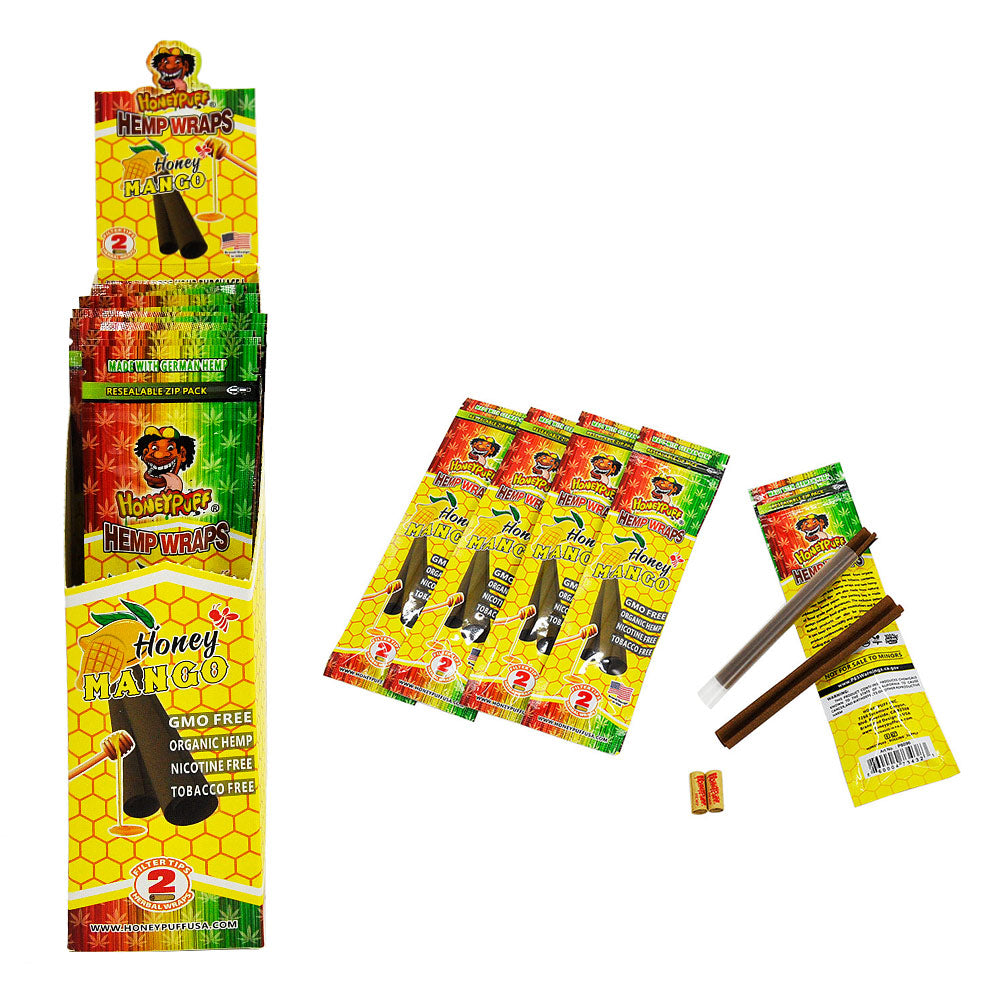 HONEYPUFF Mango Flavored Pre Rolled Cones, King Size Pre Rolled Rolling Paper with Tips, Slow Burning Rolling Cones, 2 PCS / Pack 12 Packs / Box