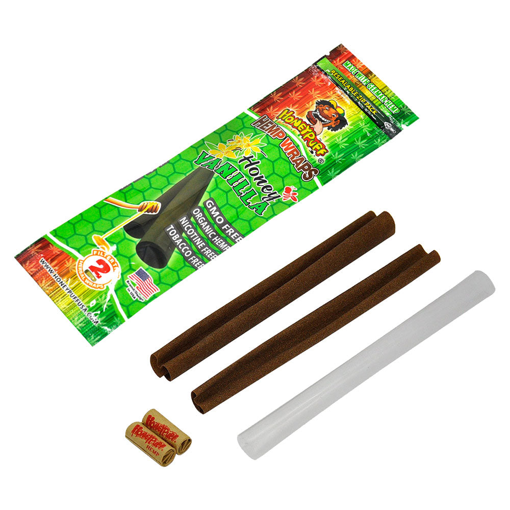 HONEYPUFF Vanilla Flavored Pre Rolled Cones, King Size Pre Rolled Rolling Paper with Tips, Slow Burning Rolling Cones, 2 PCS / Pack 12 Packs / Box