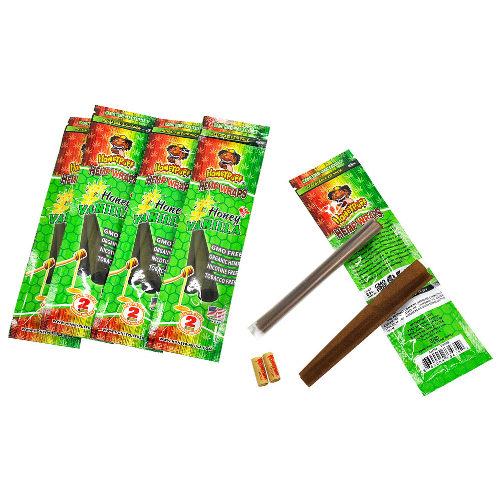 HONEYPUFF Vanilla Flavored Pre Rolled Cones, King Size Pre Rolled Rolling Paper with Tips, Slow Burning Rolling Cones, 2 PCS / Pack 12 Packs / Box