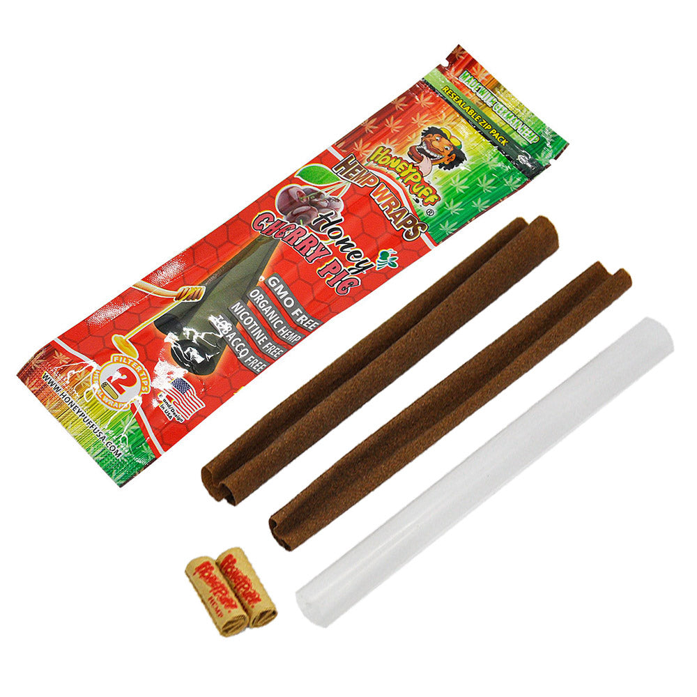HONEYPUFF Cherry Flavored Pre Rolled Cones, King Size Pre Rolled Rolling Paper with Tips, Slow Burning Rolling Cones, 2 PCS / Pack 12 Packs / Box