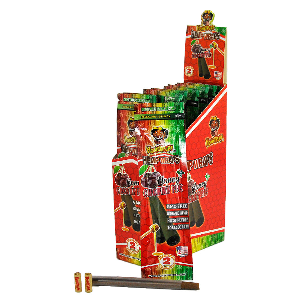 HONEYPUFF Cherry Flavored Pre Rolled Cones, King Size Pre Rolled Rolling Paper with Tips, Slow Burning Rolling Cones, 2 PCS / Pack 12 Packs / Box