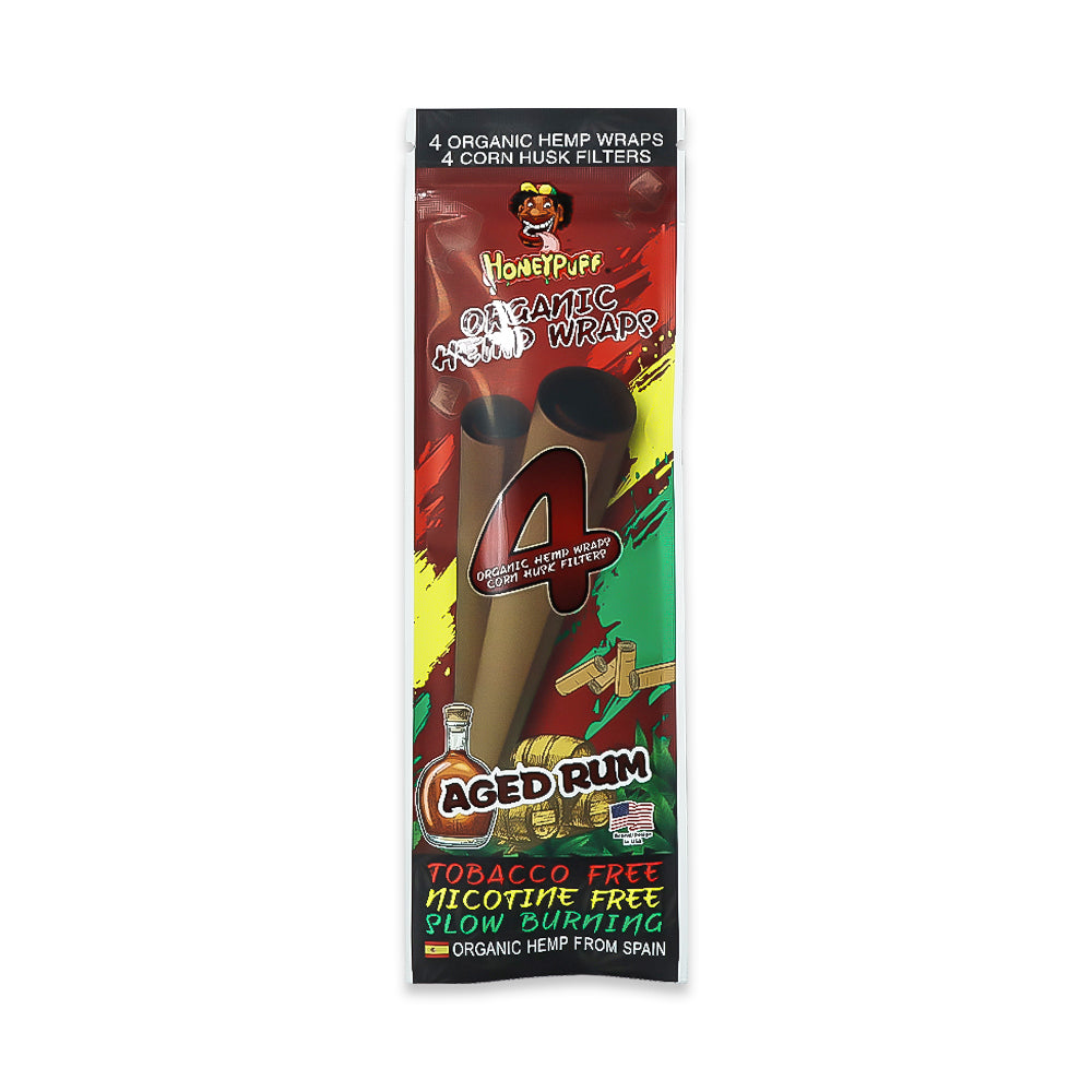 HONEYPUFF Aged Rum Flavors Rolling Papers, King Size Cigarette Rolling Paper with Tips, Slow Burning Rolling Paper & Biodegradable, 4 Pieces / Pack 15 Pack / Box