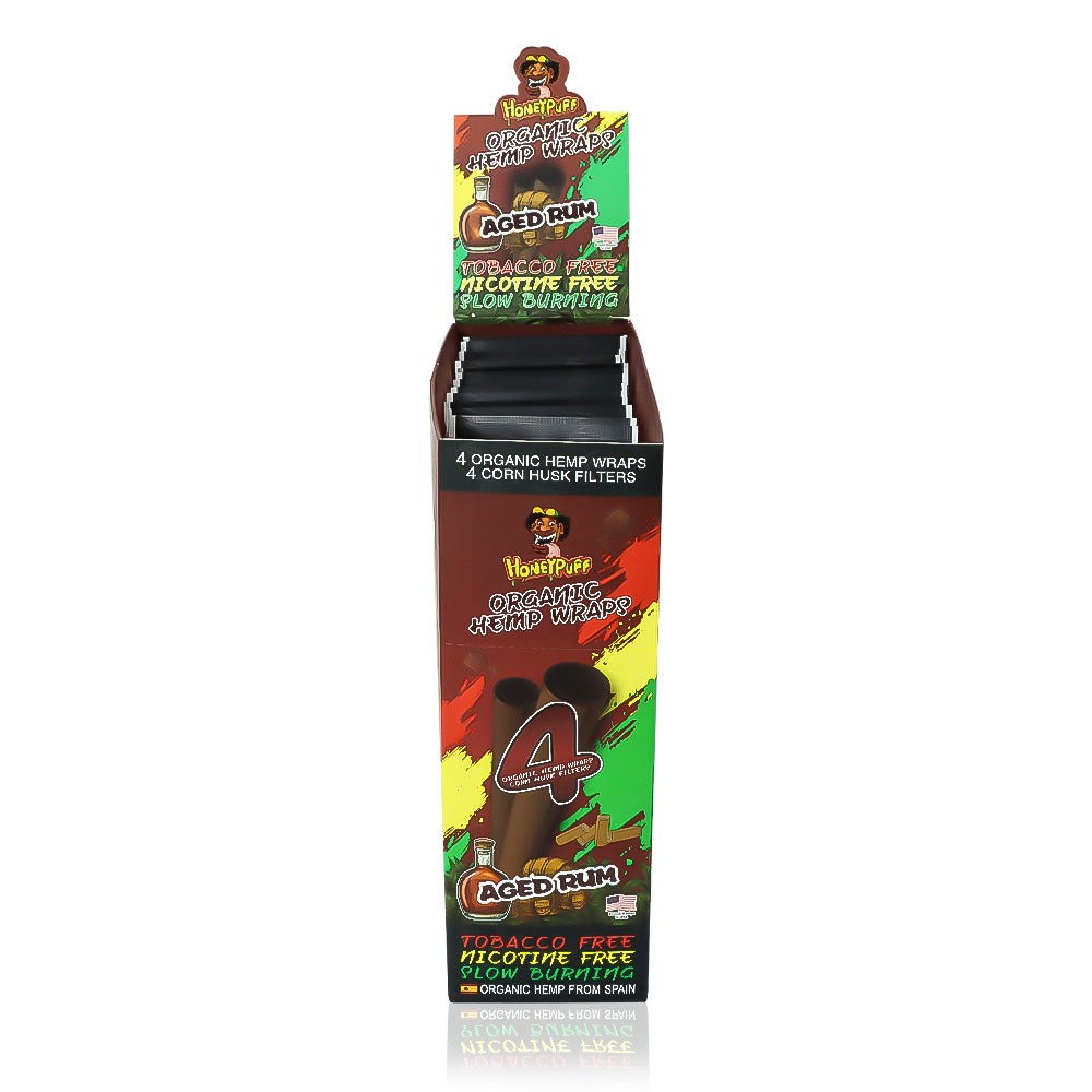 HONEYPUFF Aged Rum Flavors Rolling Papers, King Size Cigarette Rolling Paper with Tips, Slow Burning Rolling Paper & Biodegradable, 4 Pieces / Pack 15 Pack / Box
