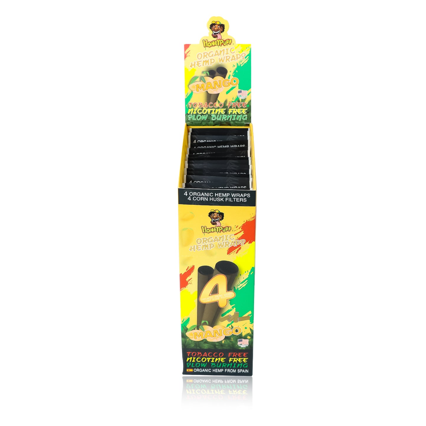 HONEYPUFF Mango Flavors Rolling Papers, King Size Cigarette Rolling Paper with Tips, Slow Burning Rolling Paper & Biodegradable, 4 Pieces / Pack 15 Pack / Box