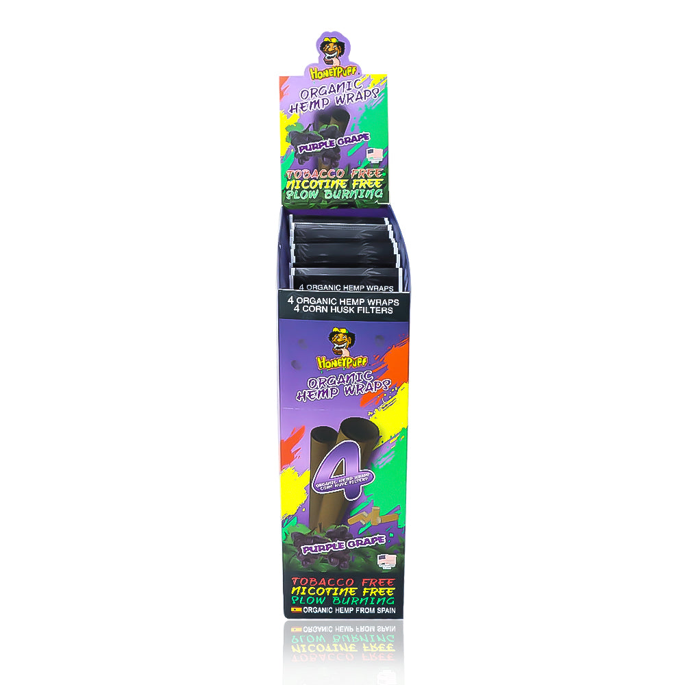 HONEYPUFF Grape Flavors Rolling Papers, King Size Cigarette Rolling Paper with Tips, Slow Burning Rolling Paper & Biodegradable, 4 Pieces / Pack 15 Pack / Box