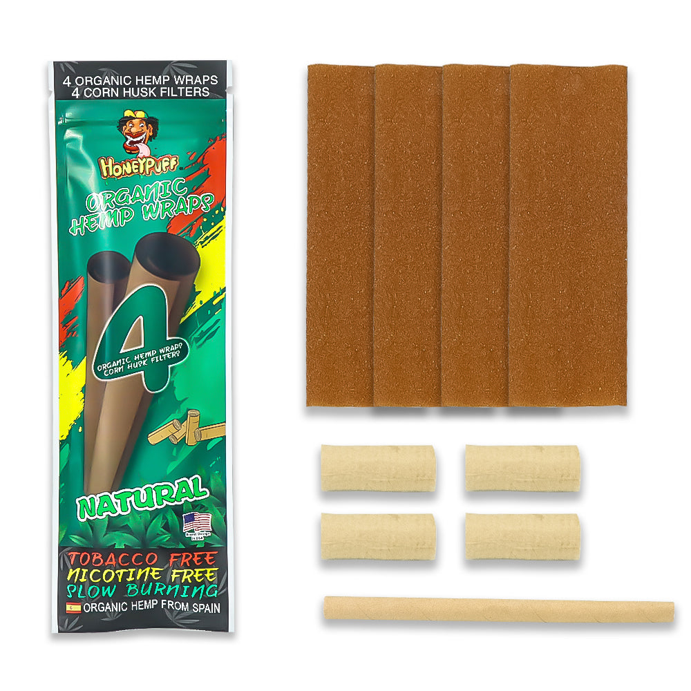 HONEYPUFF Organic Flavors Rolling Papers, King Size Cigarette Rolling Paper with Tips, Slow Burning Rolling Paper & Biodegradable, 4 Pieces / Pack 15 Pack / Box
