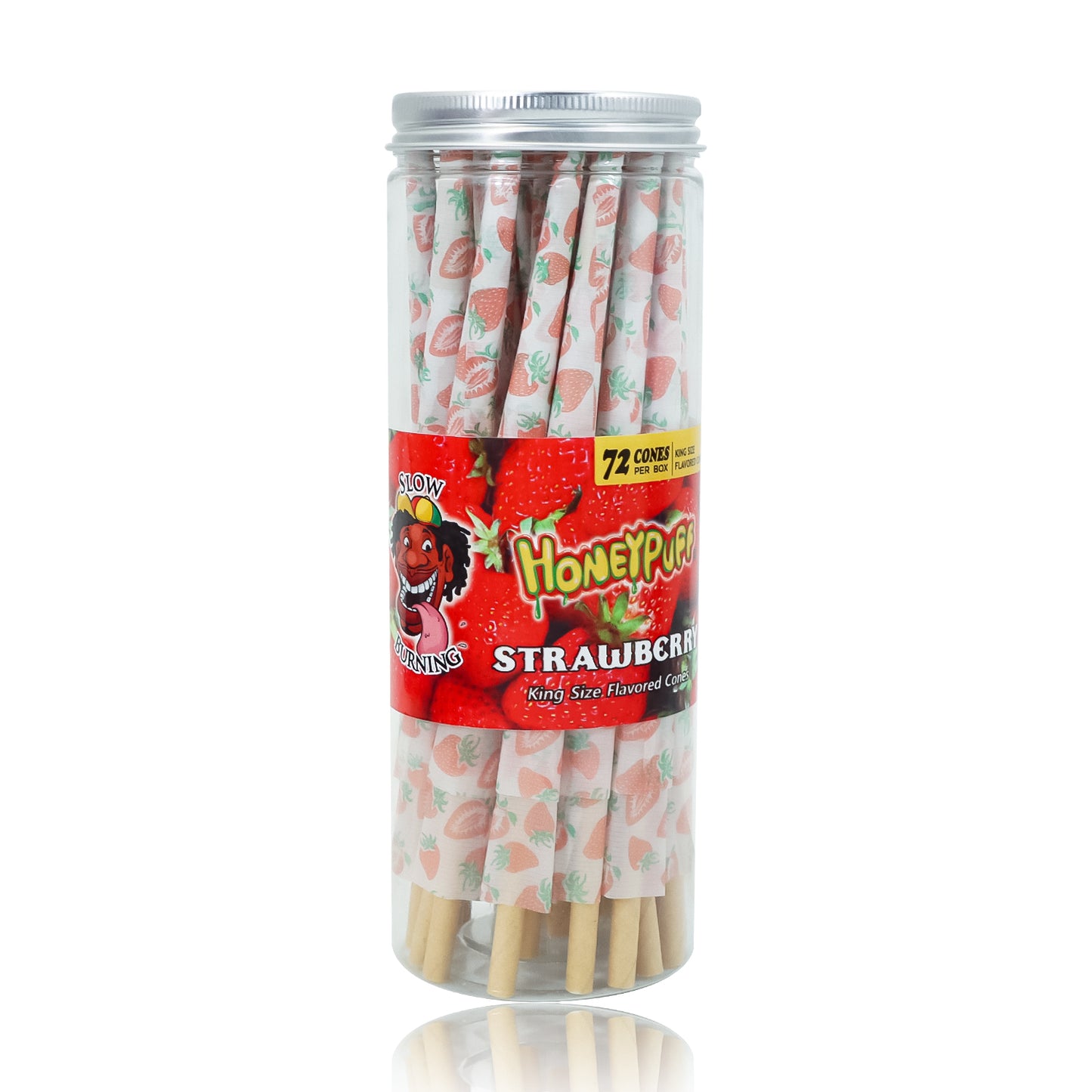 HONEYPUFF Strawberry Flavor Pre Rolled Cones, King Size Pre Rolled Rolling Paper with Tips, Slow Burning Papers (72 PCS)