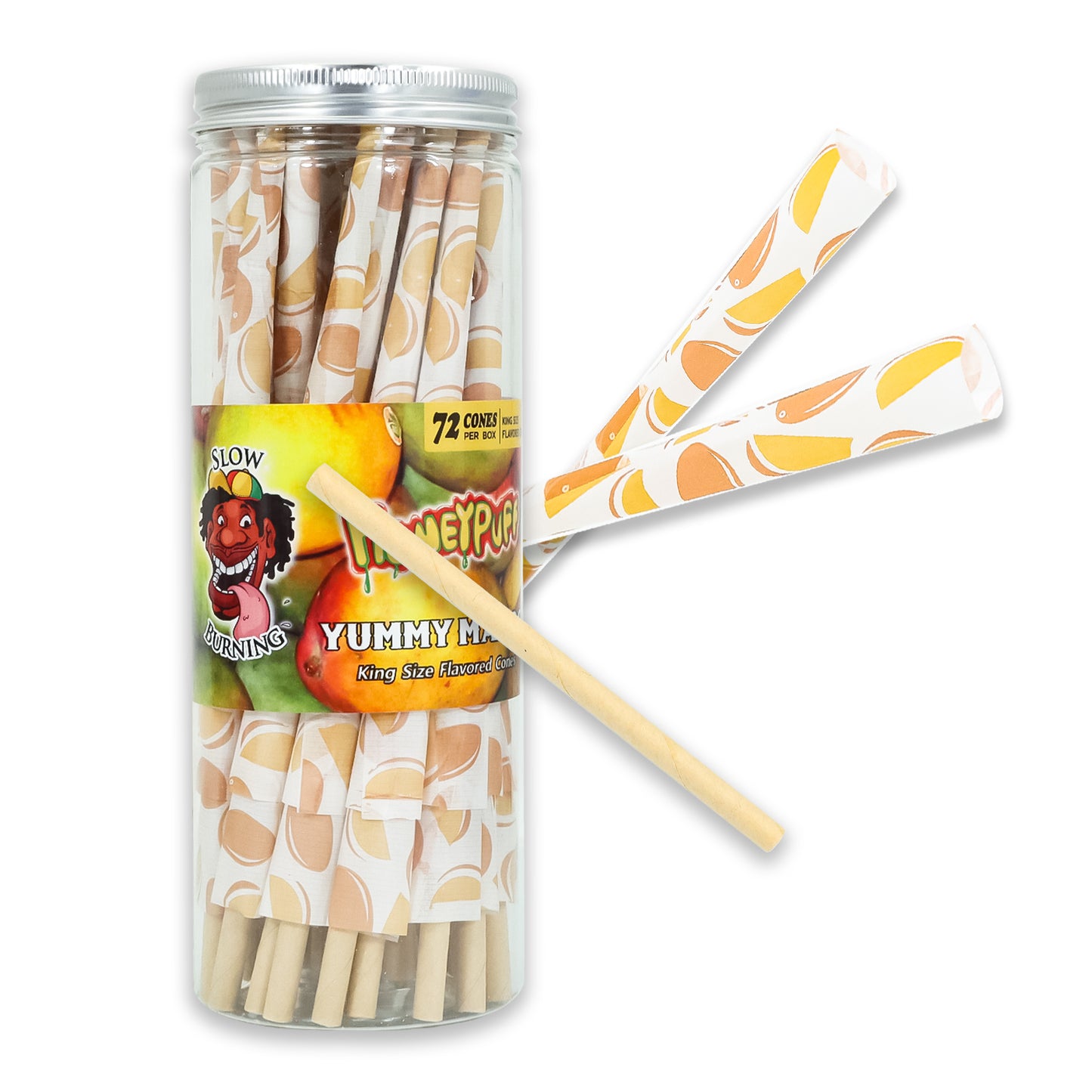 HONEYPUFF Mango Flavor Pre Rolled Cones, King Size Pre Rolled Rolling Paper with Tips, Slow Burning Papers (72 PCS)