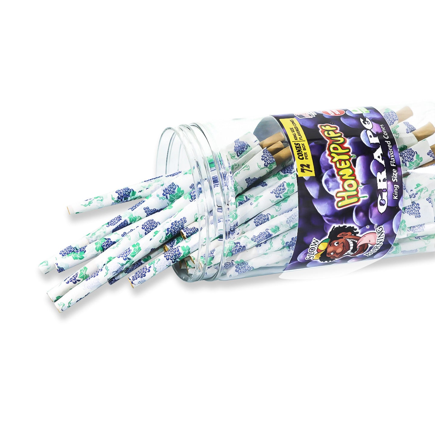 HONEYPUFF Grape Flavor Pre Rolled Cones, King Size Pre Rolled Rolling Paper with Tips, Slow Burning Papers (72 PCS)