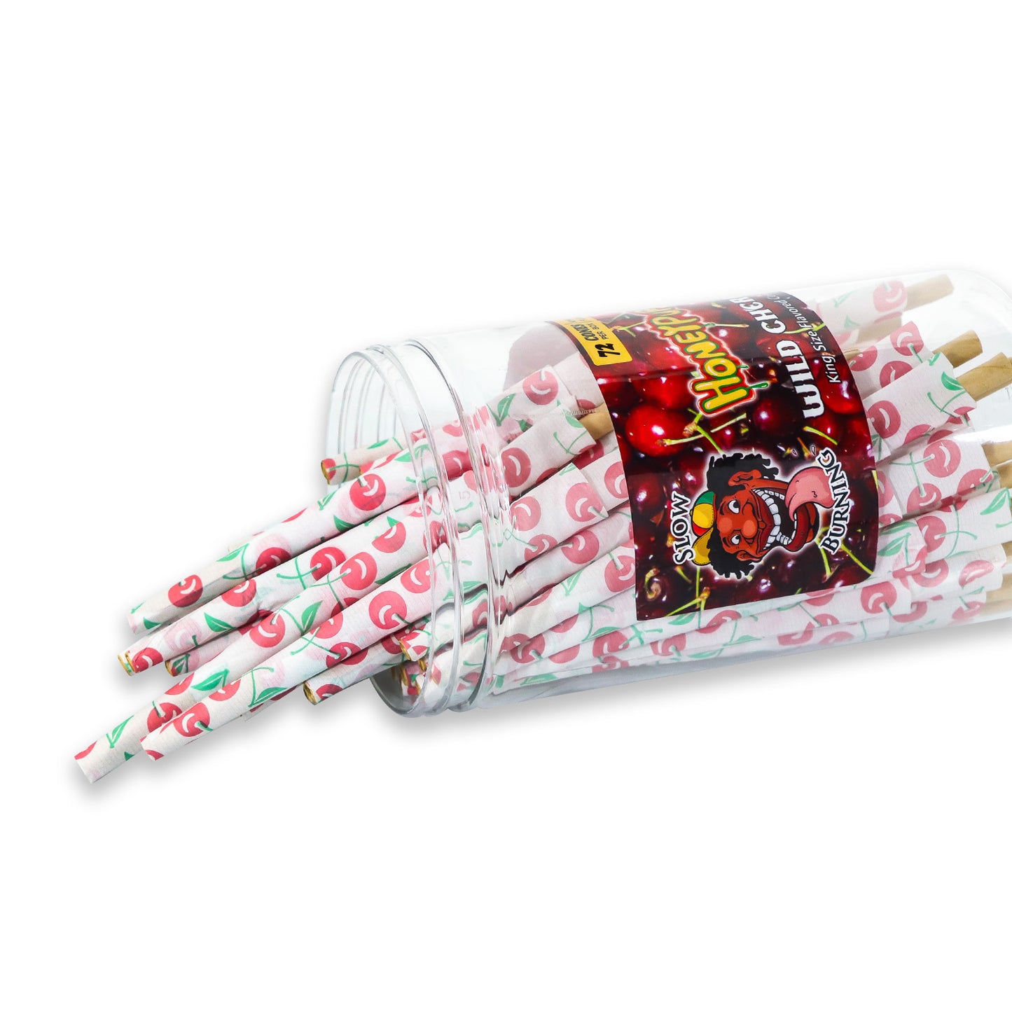 HONEYPUFF Cherry Flavor Pre Rolled Cones, King Size Pre Rolled Rolling Paper with Tips, Slow Burning Papers (72 PCS)