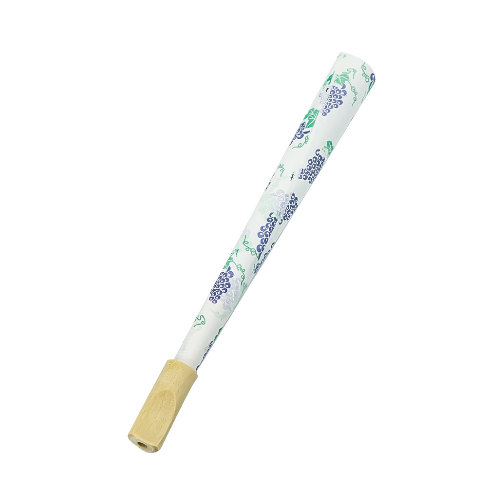 HONEYPUFF Grape Flavors Pre Rolled Cones With Wood Tips, King Size Rolling Paper & Glass Cigarette Holder Slow Burning Rolling Cones