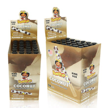 Charger l'image dans la galerie, Cônes pré-roulés Honeypuff aux saveurs de noix de coco avec embouts en bois, papier à rouler King Size et porte-cigarette en verre. Cônes à rouler à combustion lente.