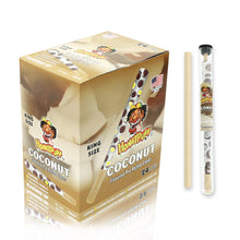 Charger l'image dans la galerie, Cônes pré-roulés Honeypuff aux saveurs de noix de coco avec embouts en bois, papier à rouler King Size et porte-cigarette en verre. Cônes à rouler à combustion lente.
