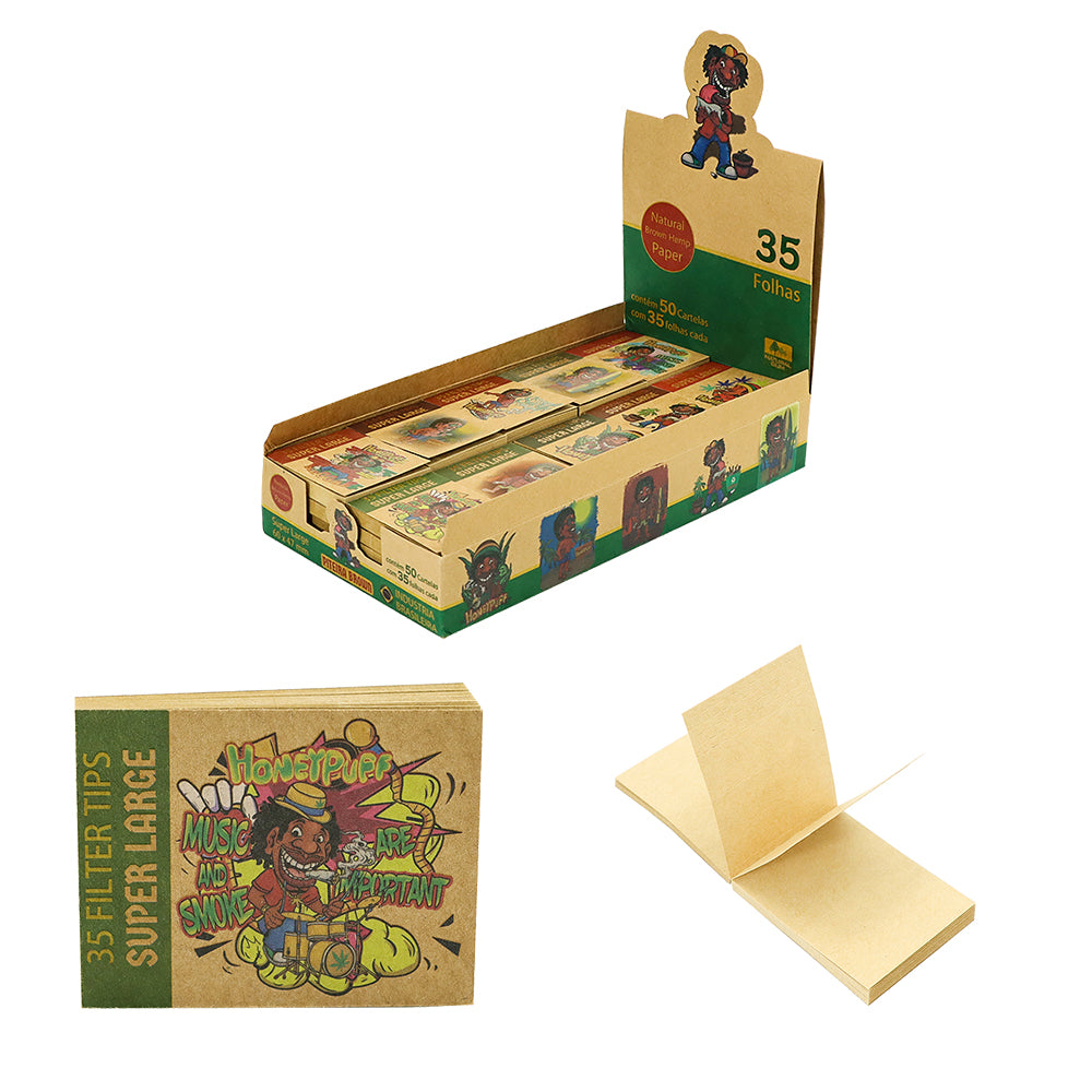 HONEYPUFF 60*47mm Mini Size Rolling Paper Tips, Natural Brown Rolling Tips, 35 Pieces