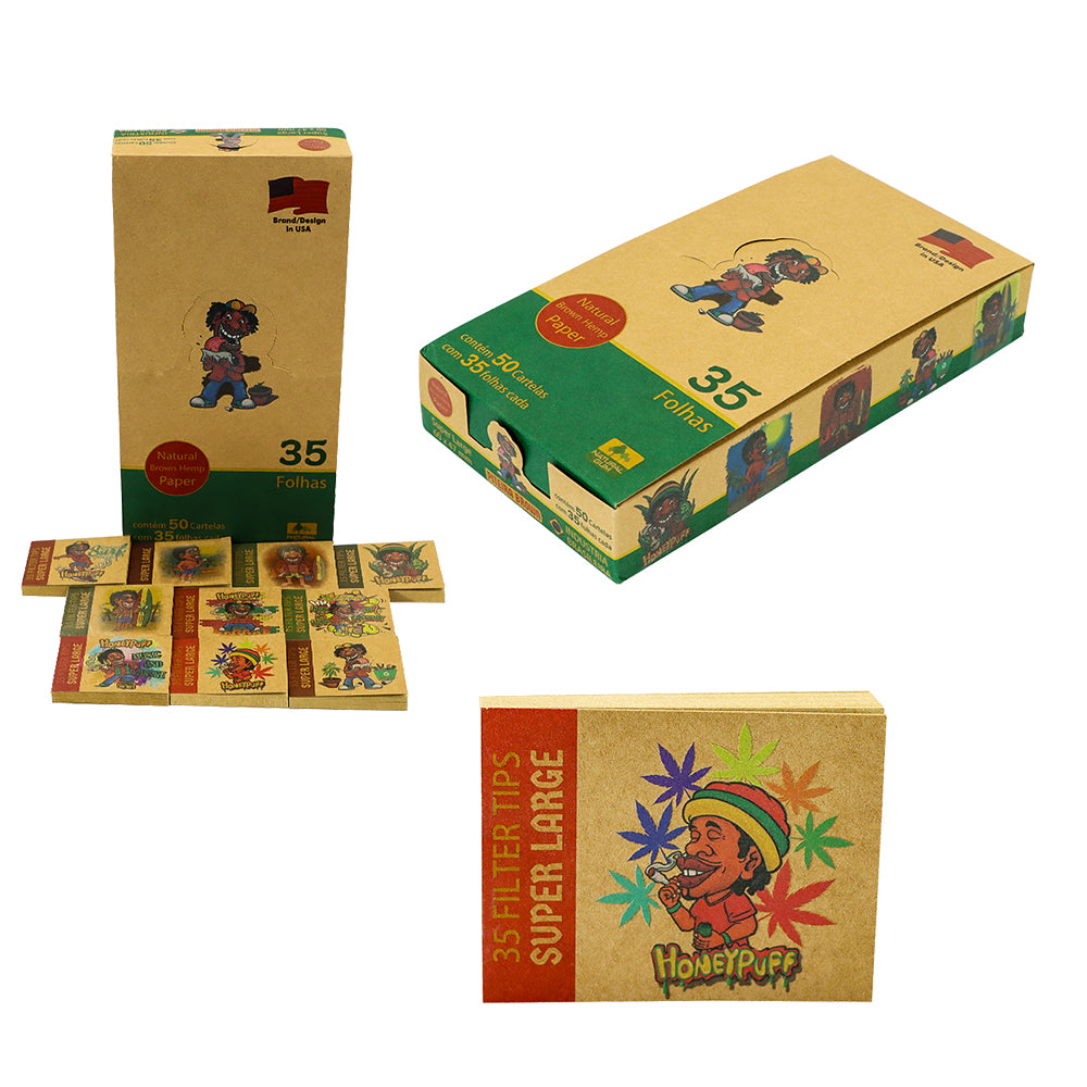HONEYPUFF 60*47mm Mini Size Rolling Paper Tips, Natural Brown Rolling Tips, 35 Pieces