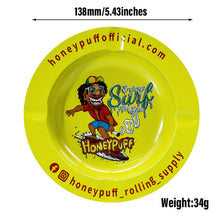Load image into Gallery viewer, HONEYPUFF Green Tinplate Metal Ashtray, Mini Size Ash Tray with Cigarette Holder, Easy Clean Metal Cigarette Ashtray & Portable