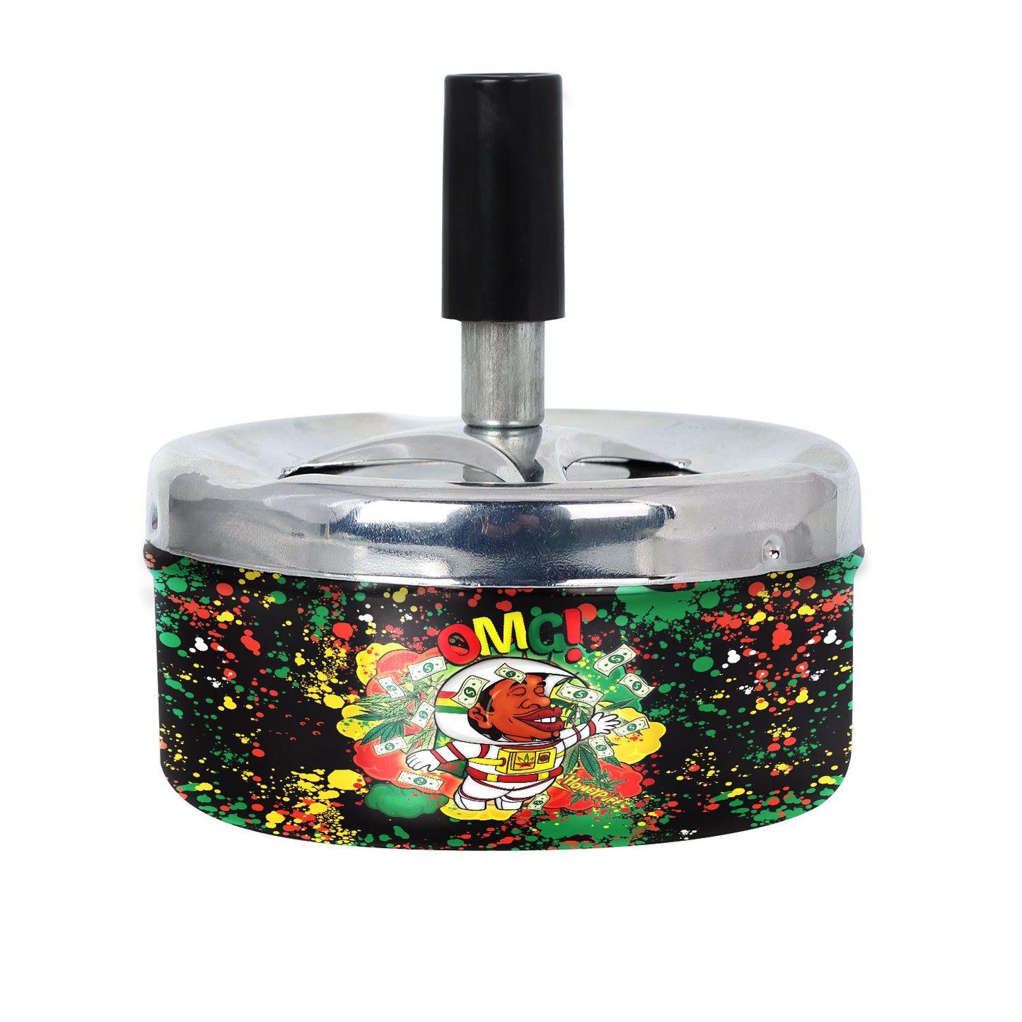 HONEYPUFF Press Cigarette Ashtray, Round Metal Ash Tray & Cigarette Holder, Portable Ash Trays