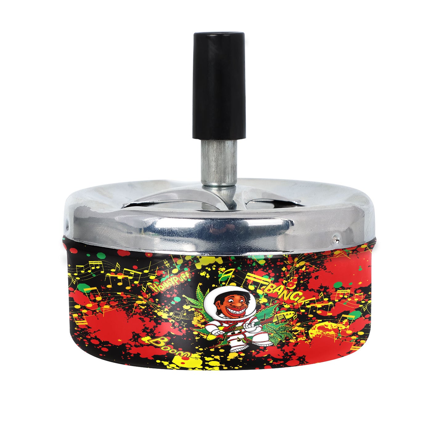 HONEYPUFF Press Cigarette Ashtray, Round Metal Ash Tray & Cigarette Holder, Portable Ash Trays