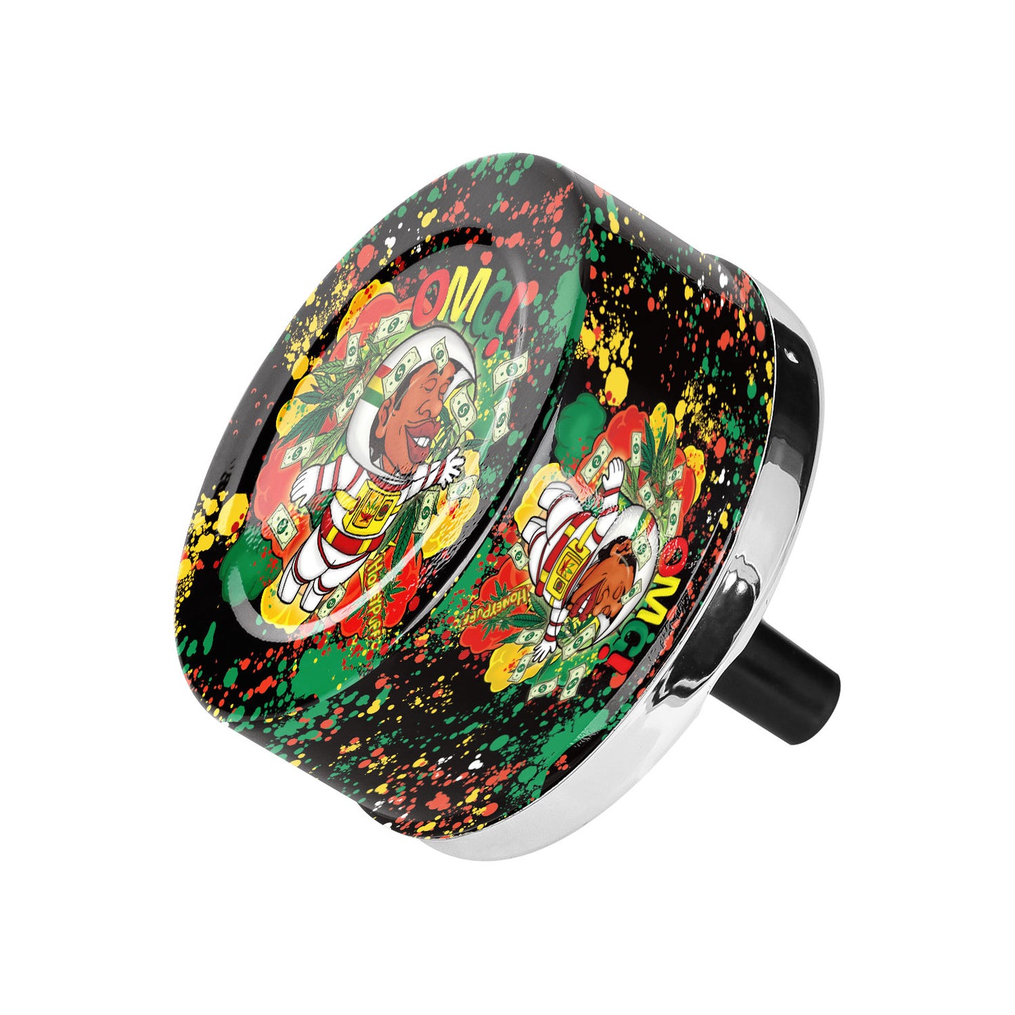 HONEYPUFF Press Cigarette Ashtray, Round Metal Ash Tray & Cigarette Holder, Portable Ash Trays