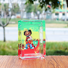 Load image into Gallery viewer, HONEYPUFF 86 mm Rectangle Shape Glass Ashtray, Decorative Ash Tray, Portable Cigarette Ashtray with Cigarette Holder
