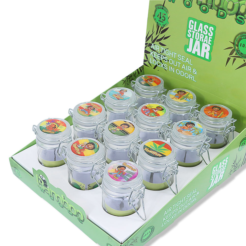HONEYPUFF Smell Proof Airtight Glass Storage Cigarette Jar, Colorful Stash Jars, 84*58 mm Size Smell Proff Container