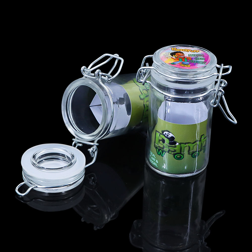 HONEYPUFF Smell Proof Airtight Glass Storage Cigarette Jar, Colorful Stash Jars, 84*58 mm Size Smell Proff Container