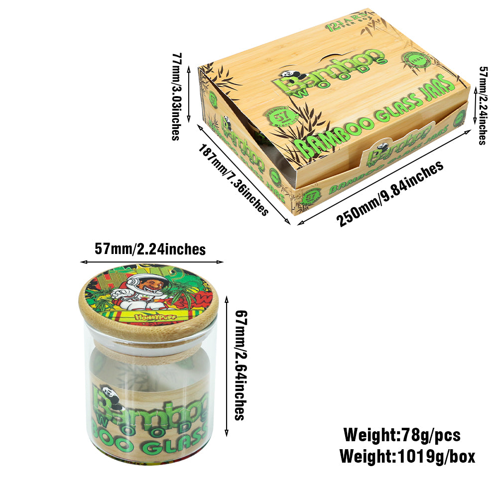Honeypuff Herb Glass Jar Sticker Empty Storage Container Herb Glass Jar With Bamboo Lid