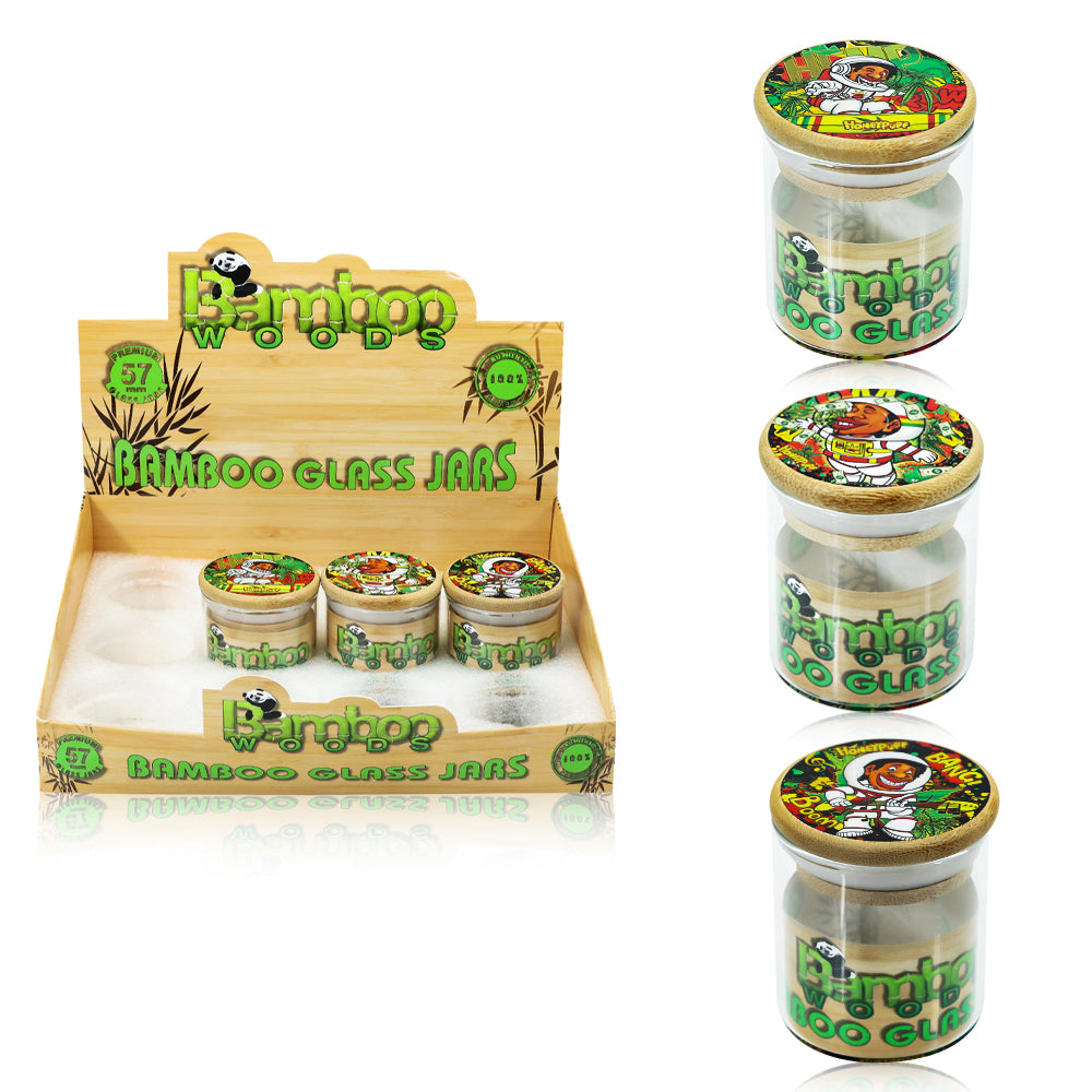 Honeypuff Herb Glass Jar Sticker Empty Storage Container Herb Glass Jar With Bamboo Lid