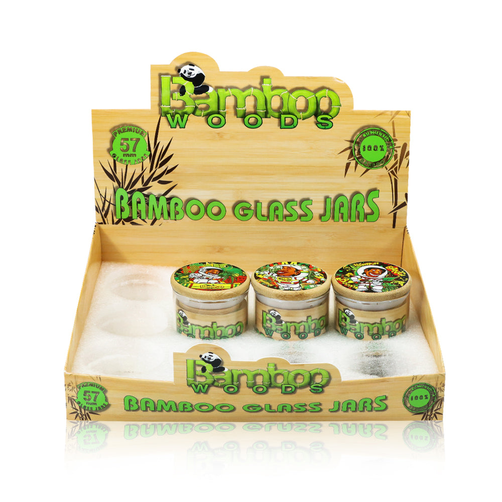 Honeypuff Herb Glass Jar Sticker Empty Storage Container Herb Glass Jar With Bamboo Lid