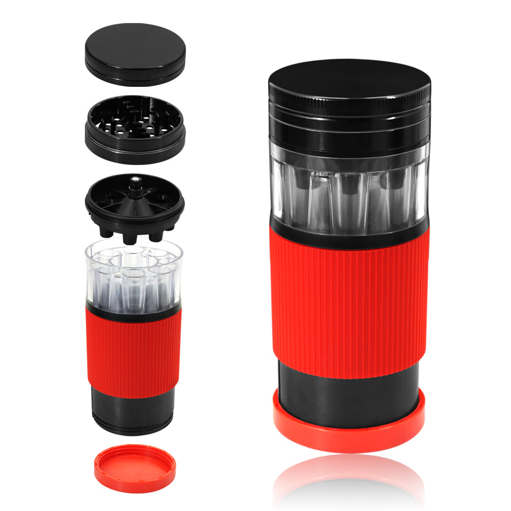HONEYPUFF Plastic Herb Grinder With Cone Pre Rolled Cones Holder, 70 mm 5 Lay Smoker Grinders