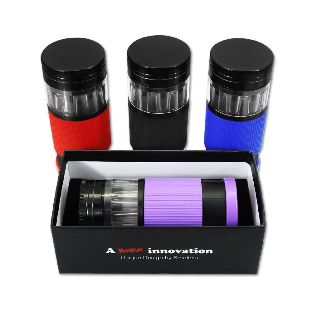 HONEYPUFF Plastic Herb Grinder With Cone Pre Rolled Cones Holder, 70 mm 5 Lay Smoker Grinders