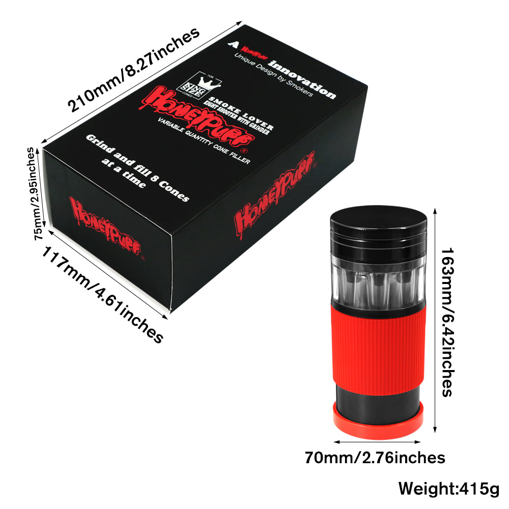 HONEYPUFF Plastic Herb Grinder With Cone Pre Rolled Cones Holder, 70 mm 5 Lay Smoker Grinders