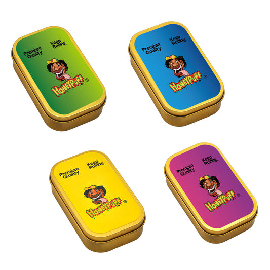 Boîte métallique pour tabac Honeypuff 97 x 56 mm, étui à herbes en métal doré, boîte métallique portable