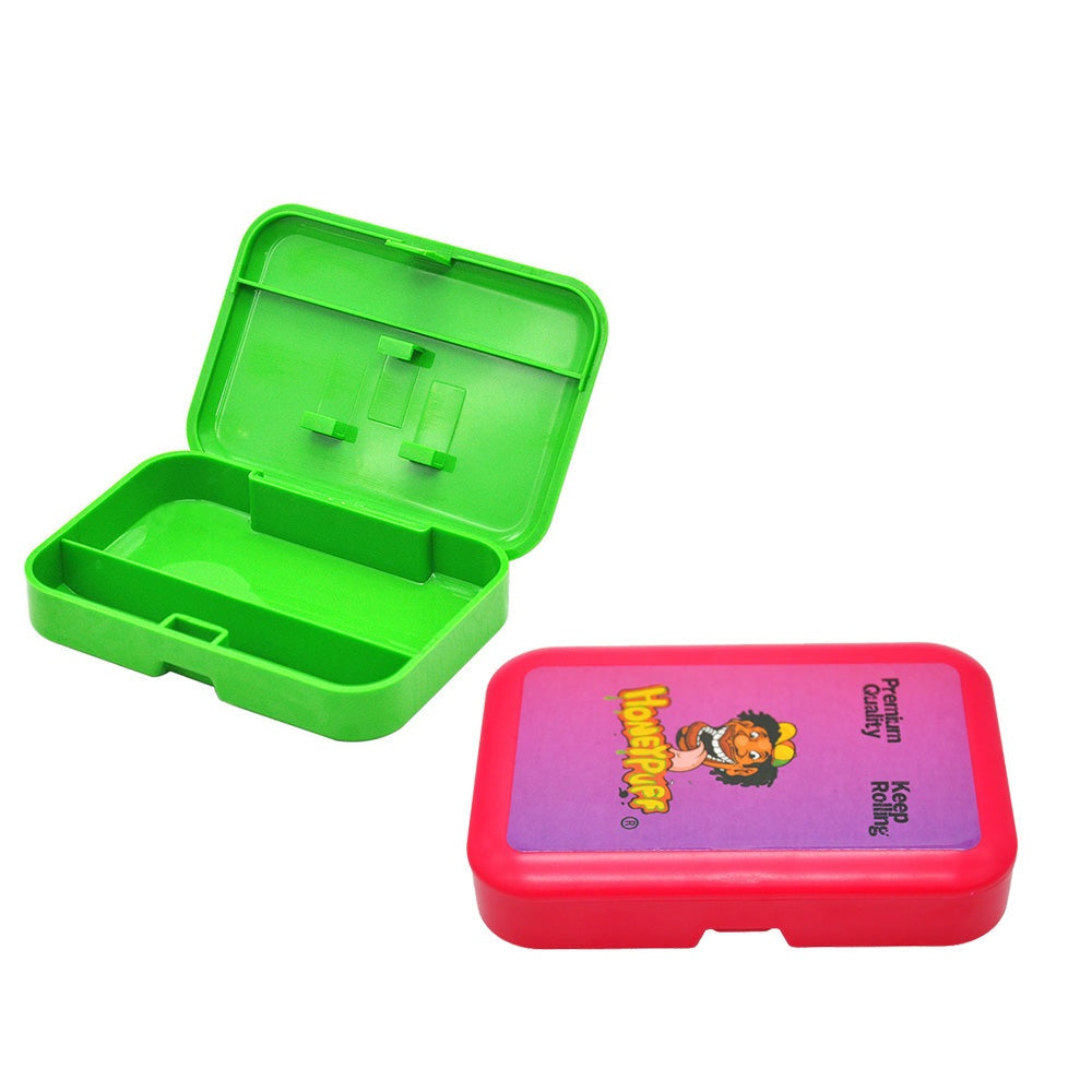 HONEYPUFF Plastic Storage Case, Flip Cover with Paper Clip Tobacco Stash Box, 110 x 75 mm Cigarette Storage Case