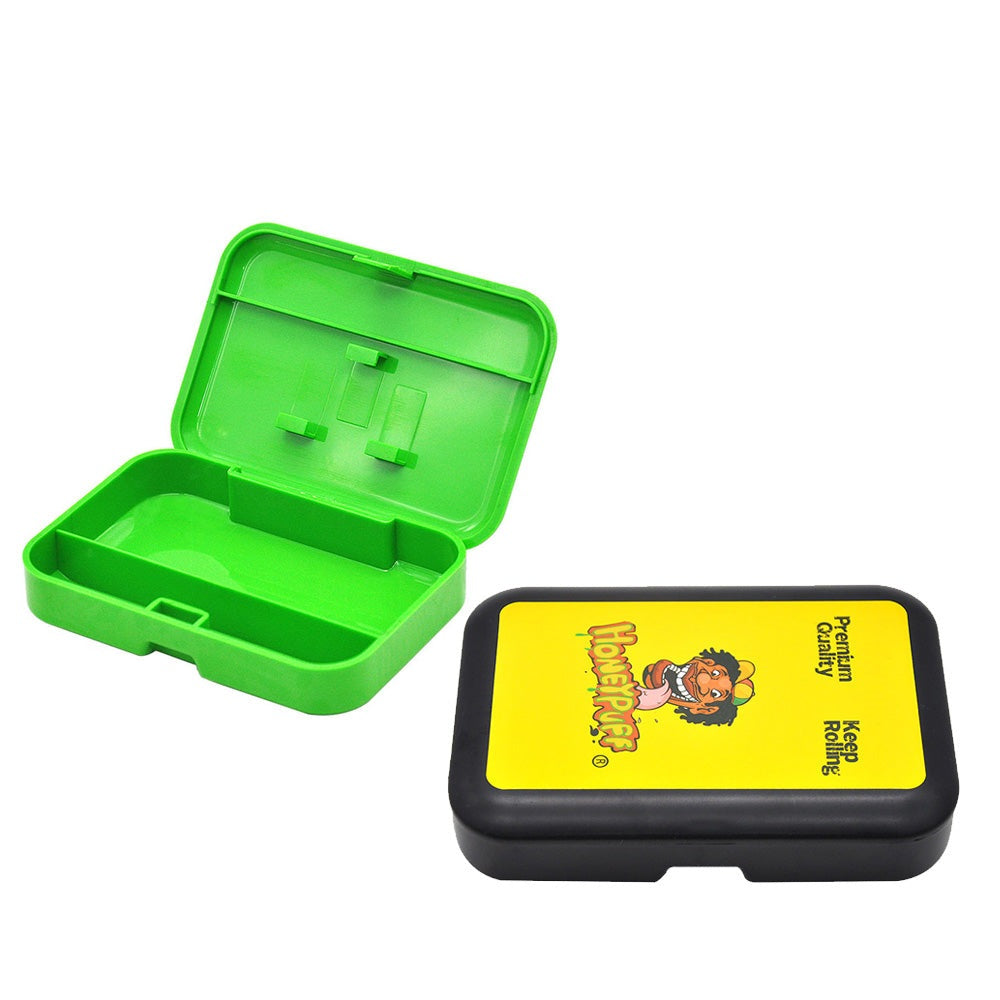 HONEYPUFF Plastic Storage Case, Flip Cover with Paper Clip Tobacco Stash Box, 110 x 75 mm Cigarette Storage Case