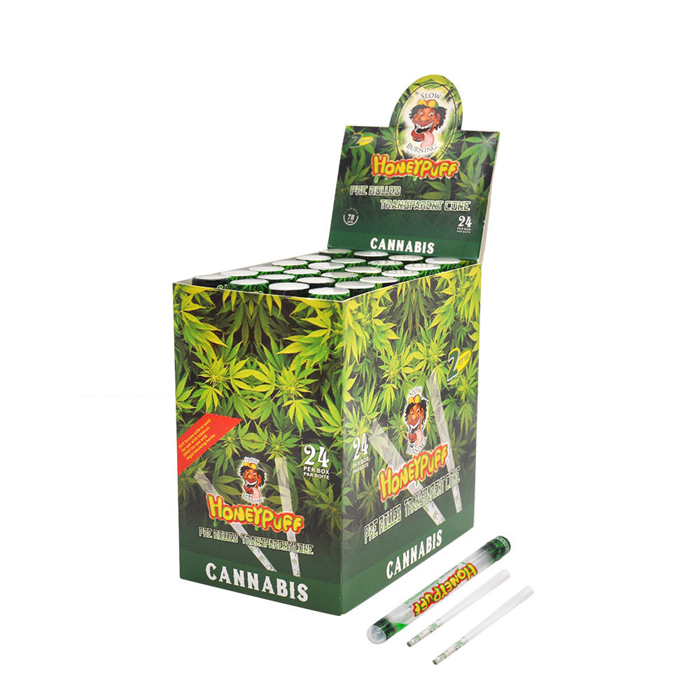 HONEYPUFF-Vorgerollte Tüten mit Cannabisgeschmack, durchsichtige Zigarettenpapiere, vorgerollte Zigarettenpapiere der Größe 1 1/4 mit Tips, 2 Stück pro Tube