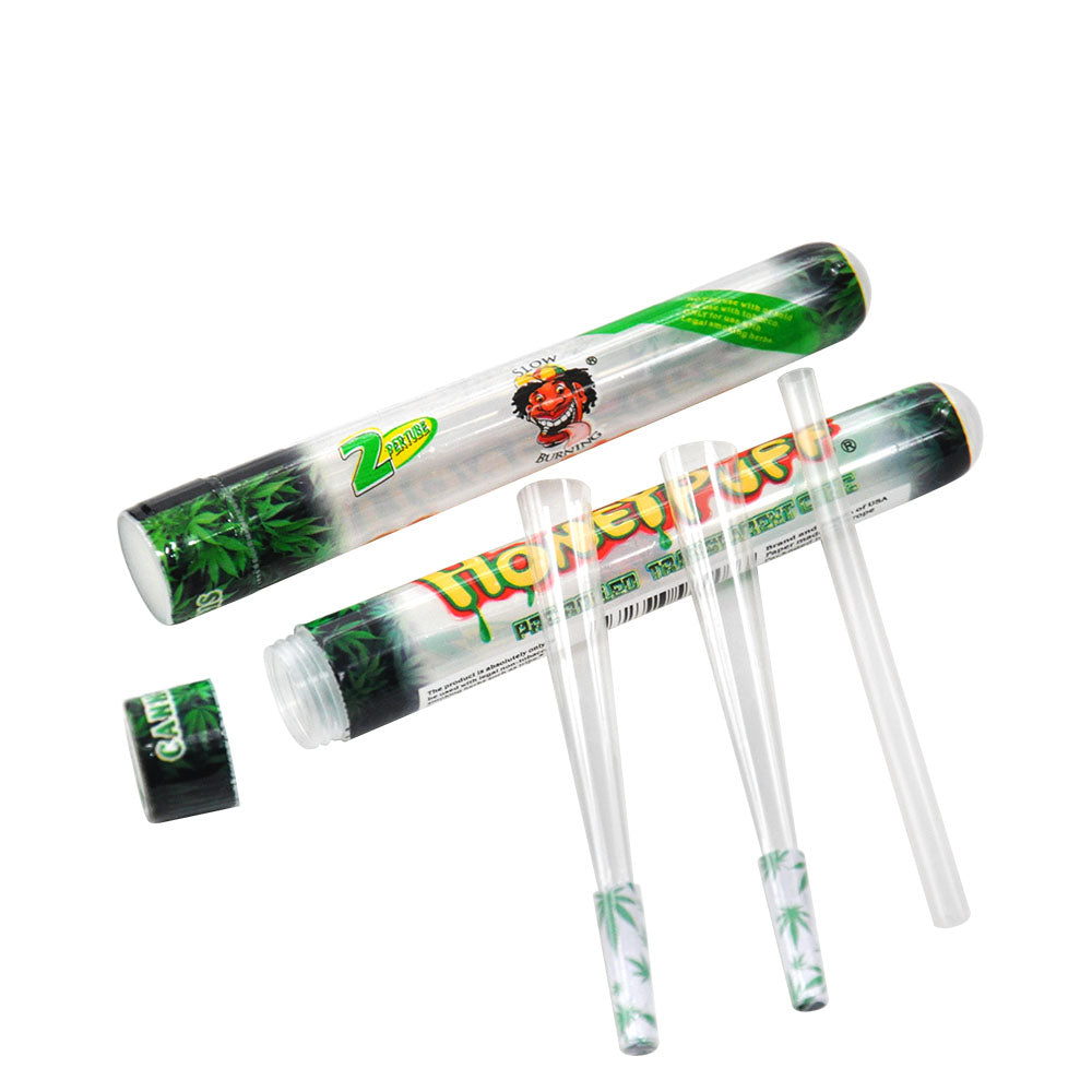 HONEYPUFF-Vorgerollte Tüten mit Cannabisgeschmack, durchsichtige Zigarettenpapiere, vorgerollte Zigarettenpapiere der Größe 1 1/4 mit Tips, 2 Stück pro Tube