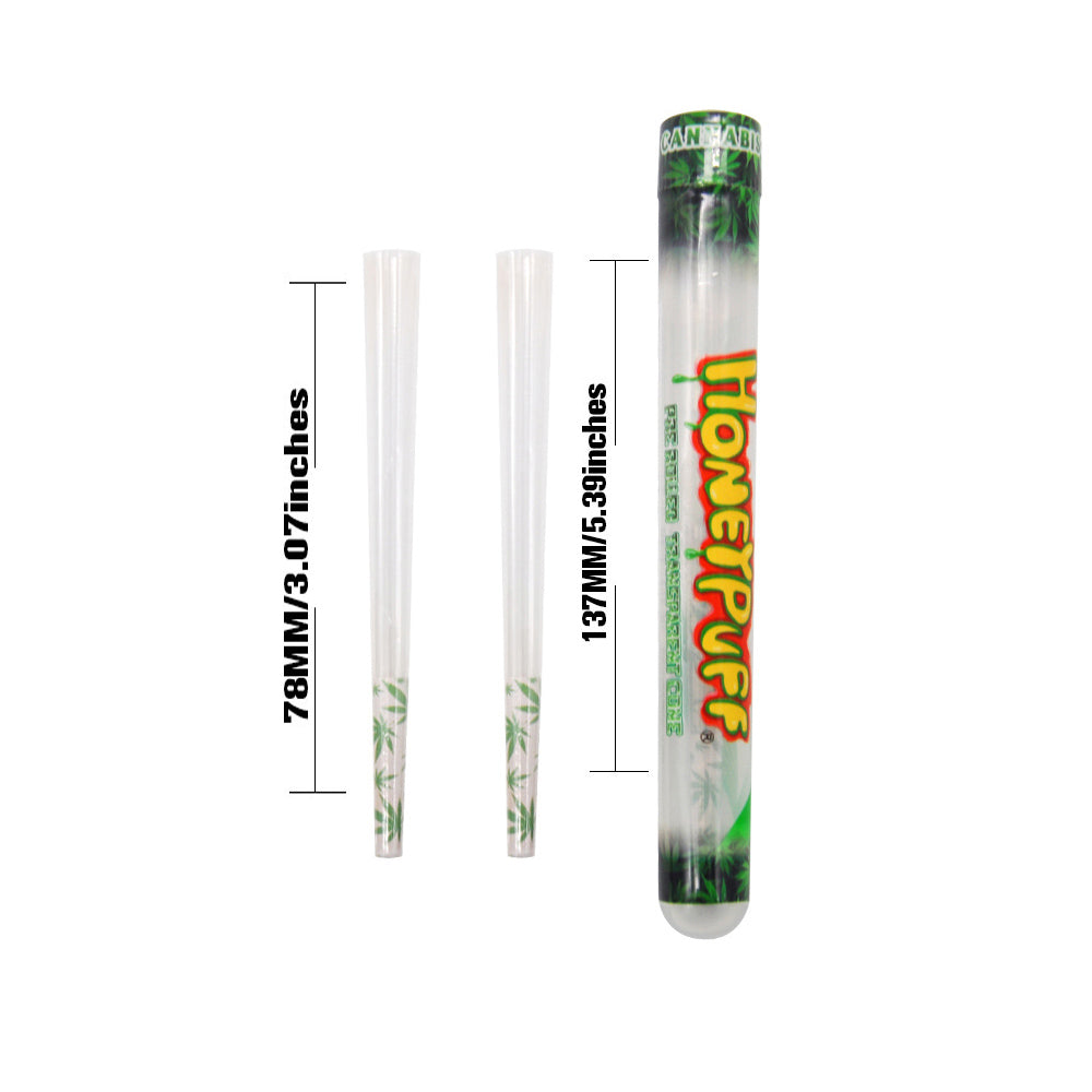 HONEYPUFF-Vorgerollte Tüten mit Cannabisgeschmack, durchsichtige Zigarettenpapiere, vorgerollte Zigarettenpapiere der Größe 1 1/4 mit Tips, 2 Stück pro Tube