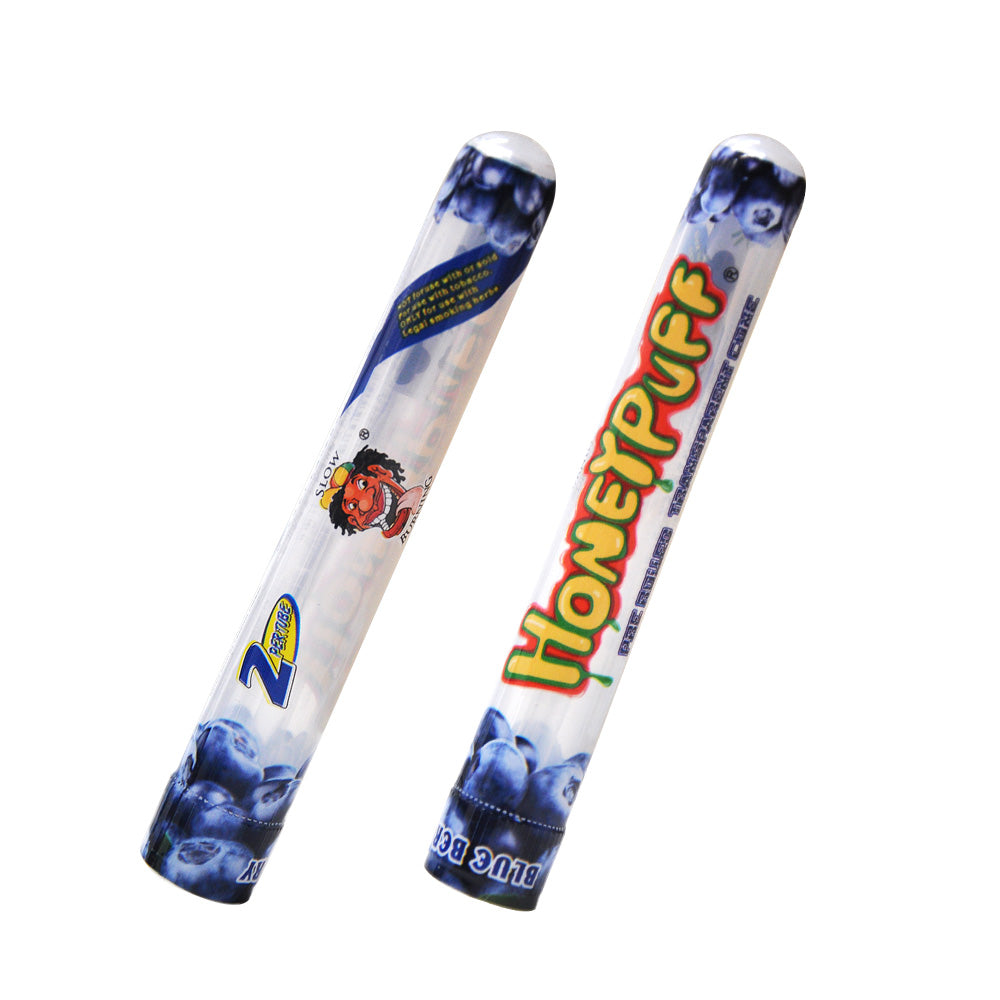 HONEYPUFF 1 1/4 Größe, Blaubeergeschmack, vorgerollte Tüten, transparente Zigarettenpapiere, 2 Stück/Tube, 24 Tuben/Box