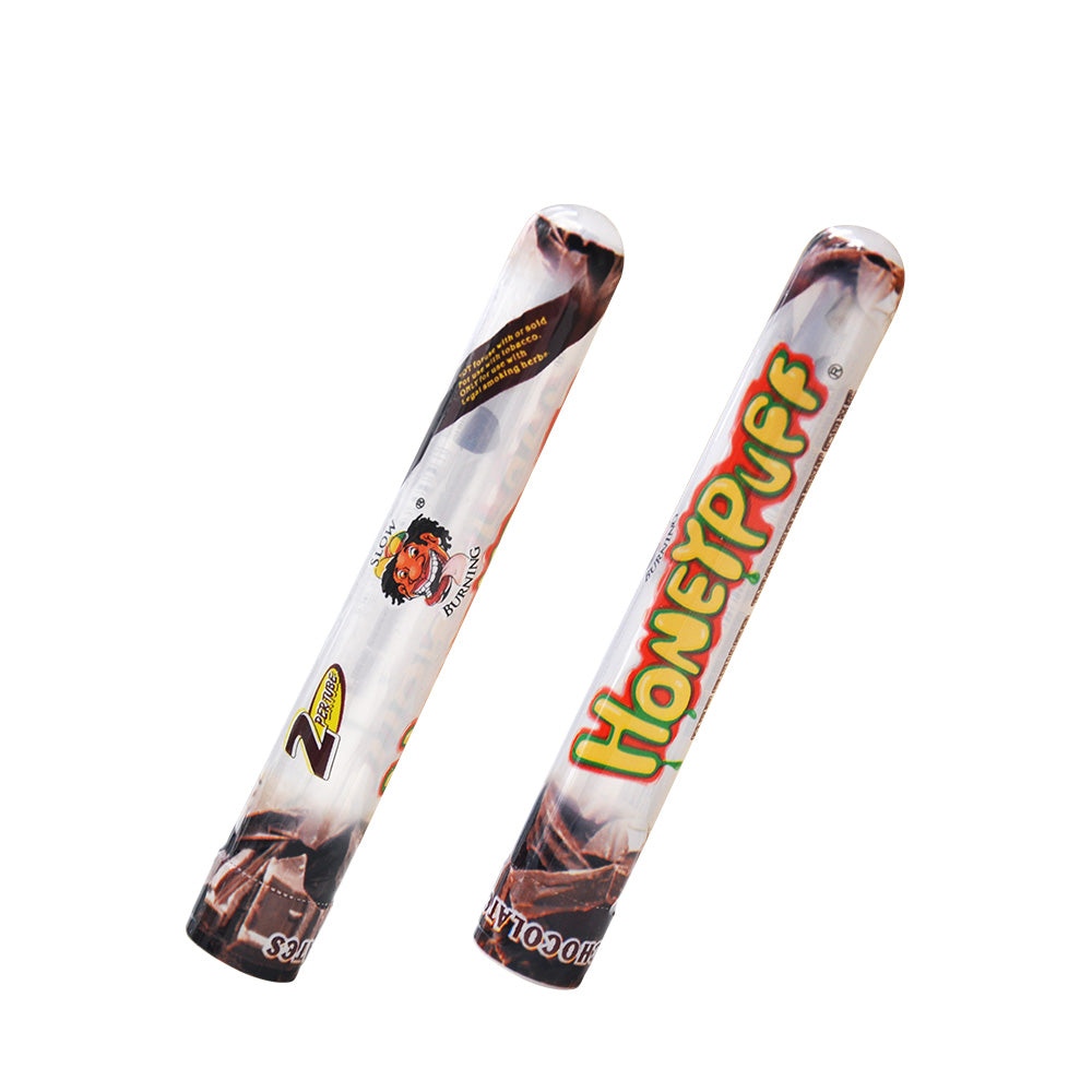 HONEYPUFF Schokoladengeschmack, vorgerollte Tüten, transparente Zigarettenpapiere, vorgerollte Zigarettenpapiere der Größe 1 1/4 mit Tips, 2 Stück pro Tube