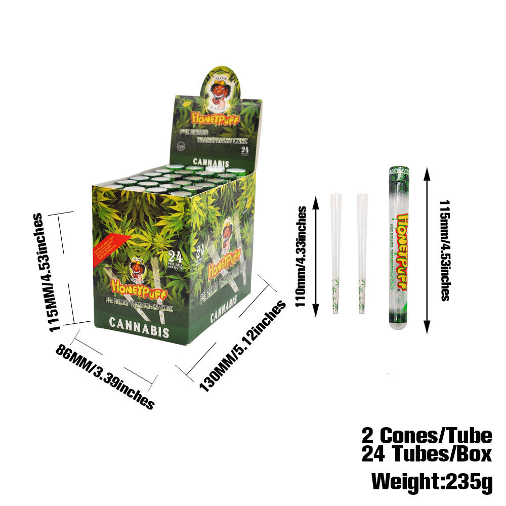 HONEYPUFF Cannabis-Geschmack, vorgerollte Tüten, transparente Zigarettenpapiere, vorgerollte Kingsize-Zigarettenpapiere mit Tips, 2 Stück pro Tube