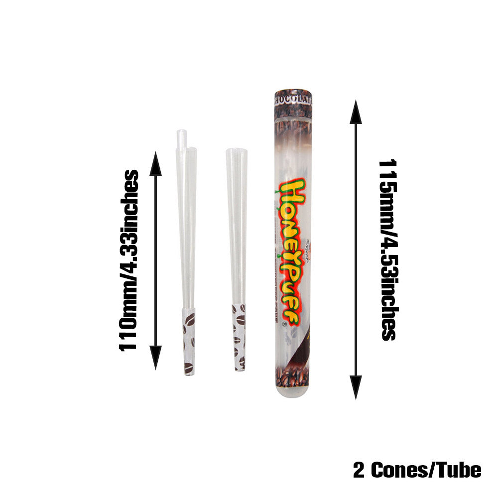 HONEYPUFF Kaffeegeschmack, vorgerollte Tüten, transparente Zigarettenpapiere, vorgerollte Kingsize-Zigarettenpapiere mit Tips, 2 Stück pro Tube