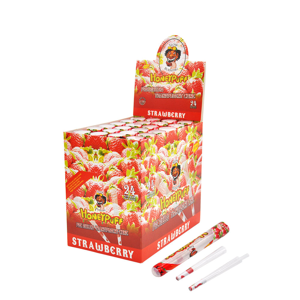 HONEYPUFF Erdbeergeschmack, vorgerollte Tüten, transparente Zigarettenpapiere, vorgerollte Kingsize-Zigarettenpapiere mit Tips, 2 Stück pro Tube